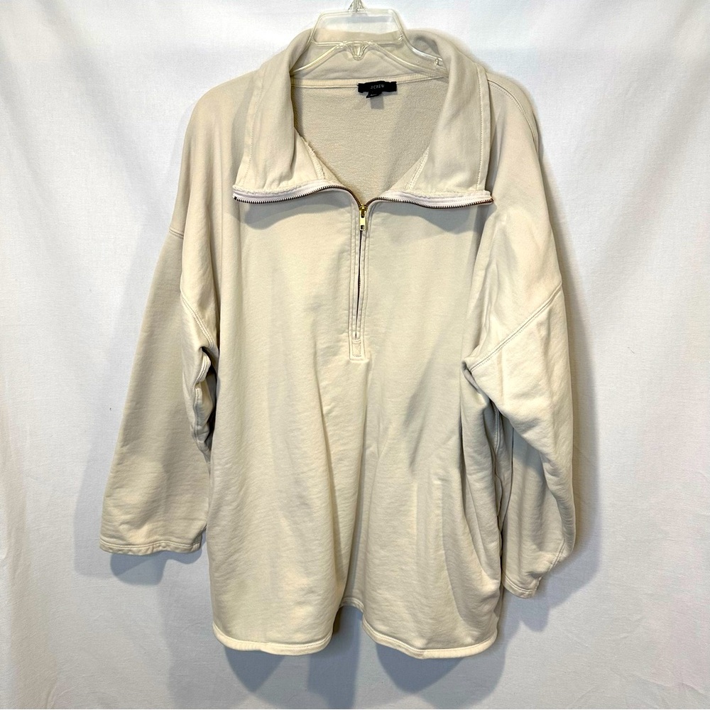 J. Crew MENS Half Zip Cotton Pullover Sweatshirt, Tan | Sz XXL